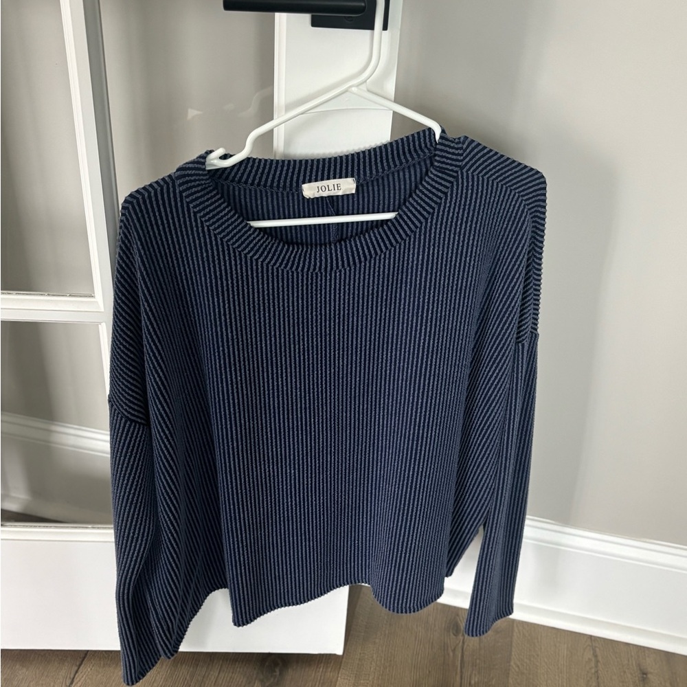 Jolie Deep Blue Textured Knit Top